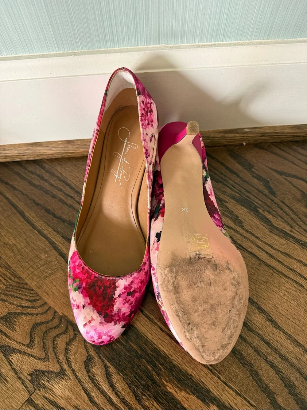 Shoes of Prey Pink Floral Print Women's Heels